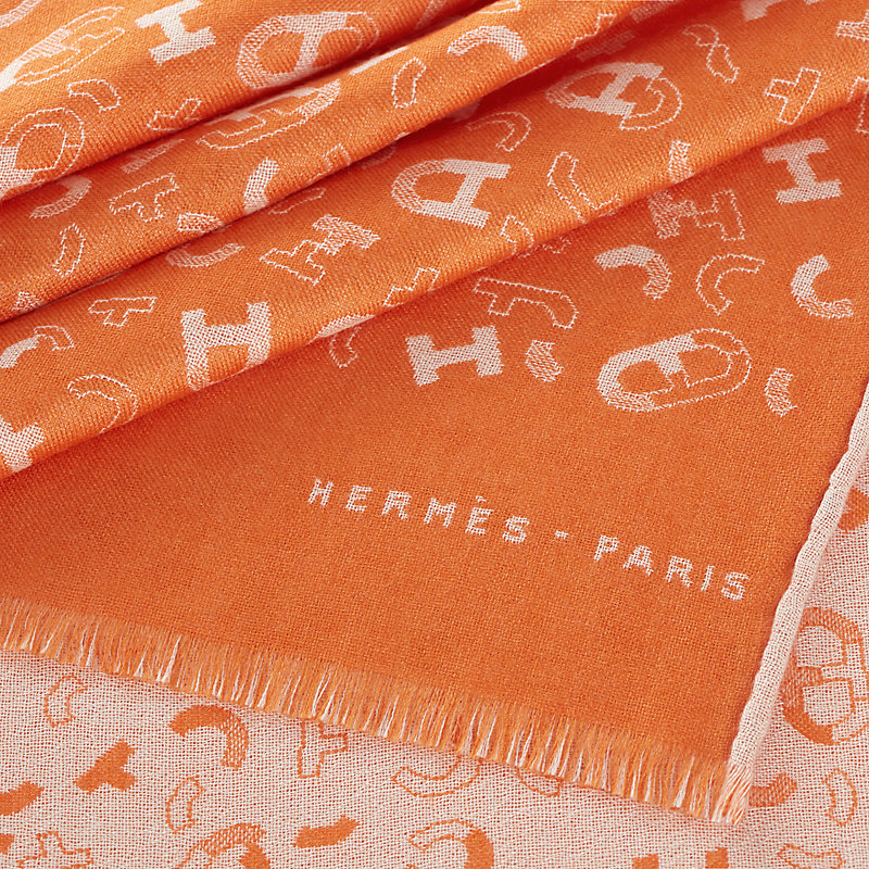 リバーシブルマフラー - オレンジ | Hermès - エルメス-公式サイト